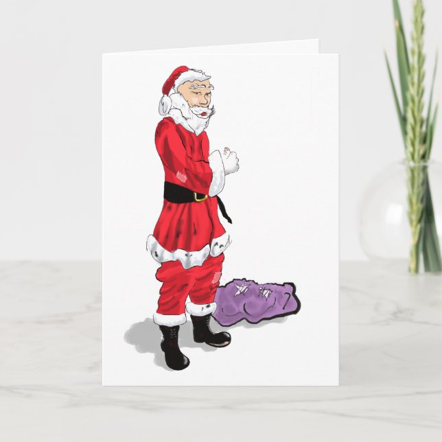Graciosa tarjeta de Navidades de Santa (Anverso)