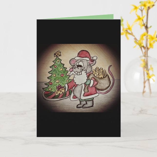 Graciosa tarjeta de Navidades de Santa Quesy (flor amarilla)