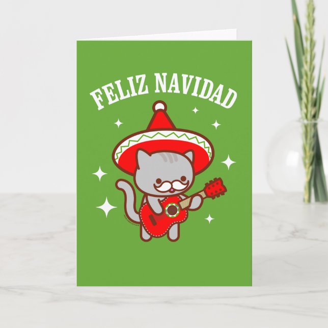 Graciosa tarjeta de Navidades gatos: "FELIZ NAVIDA (Anverso)