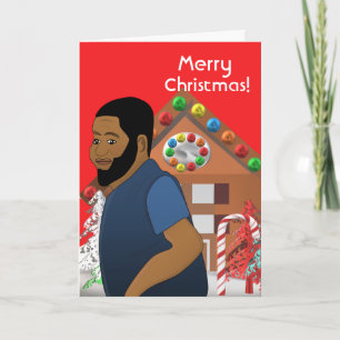 Graciosa tarjeta de Navidades masculinos afroameri