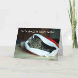 Graciosa tarjeta de Navidades para gatos de Santa