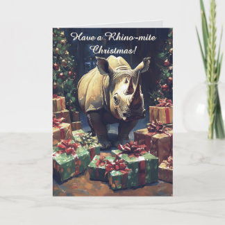 Graciosa tarjeta de Navidades rinocerontes