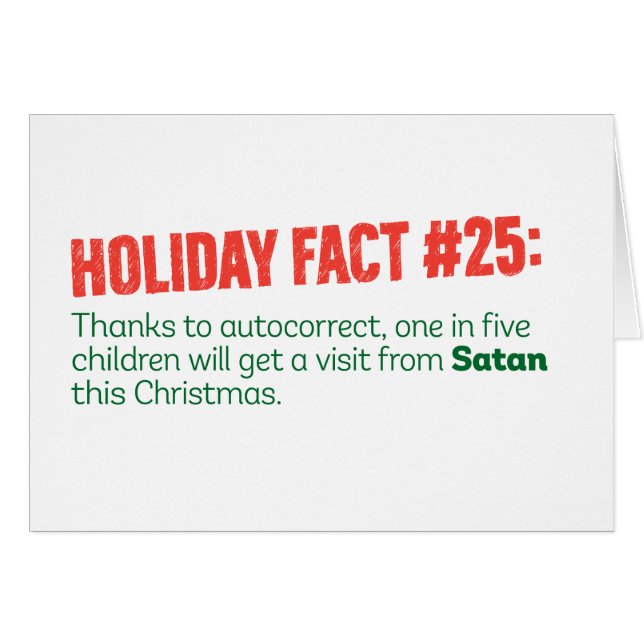 Graciosa tarjeta de Navidades "Satan" de correcció (Anverso (Horizontal))