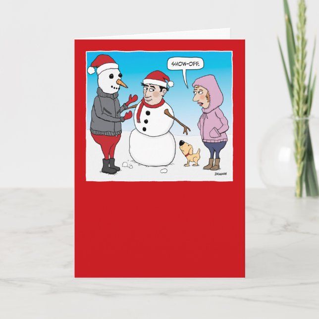 Graciosa tarjeta de Navidades Snowman Showoff (Anverso)