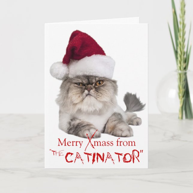 Graciosa tarjeta de Navidades "The Catinator" del  (Anverso)