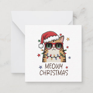 Graciosa tarjeta de notas de Santa Cat "Meowy Navi