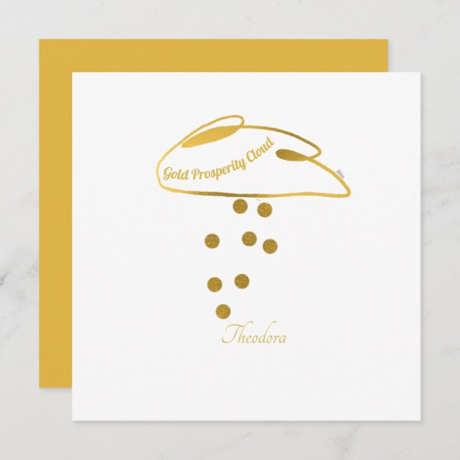 Graciosa tarjeta de nube de prosperidad de oro bla (Anverso / Reverso)