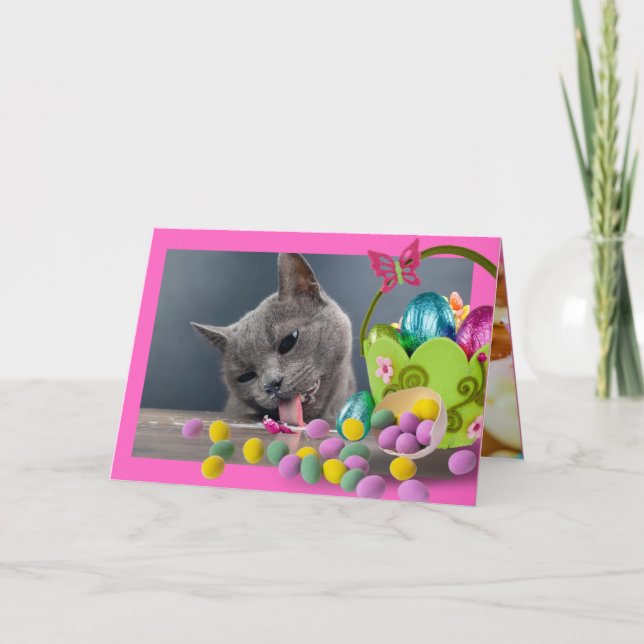 Graciosa tarjeta de Pascua para Personalizados Gat (Anverso)