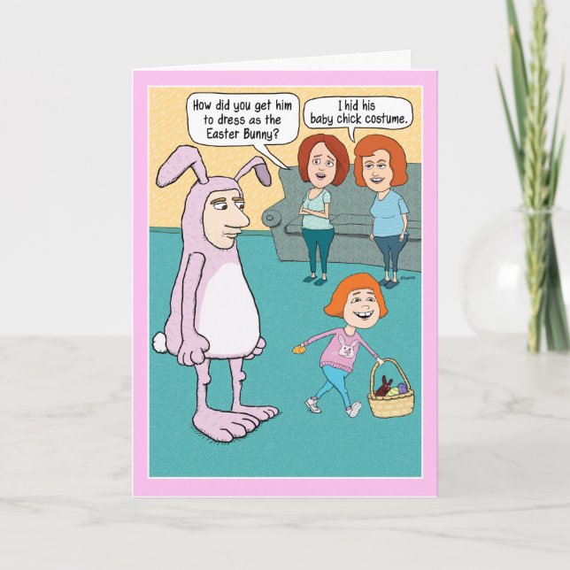 Graciosa tarjeta de Pascua: traje conejito (Anverso)