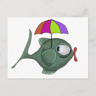Graciosa tarjeta de pescado para paraguas