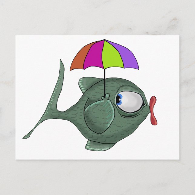 Graciosa tarjeta de pescado para paraguas (Anverso)