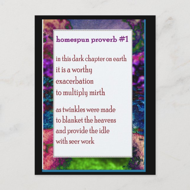 Graciosa tarjeta de poema agrícola #11 (Anverso)