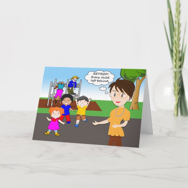 Graciosa tarjeta de profesor jubilado, zona de jue (Anverso)