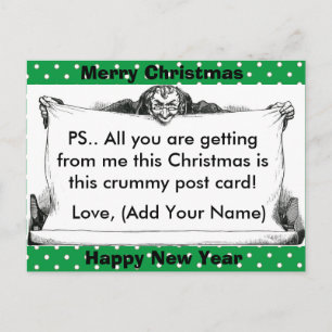 Graciosa tarjeta de publicación de Navidades Grump