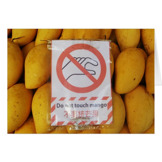Graciosa tarjeta de Rótulo 'No toque mango' (Anverso (Horizontal))