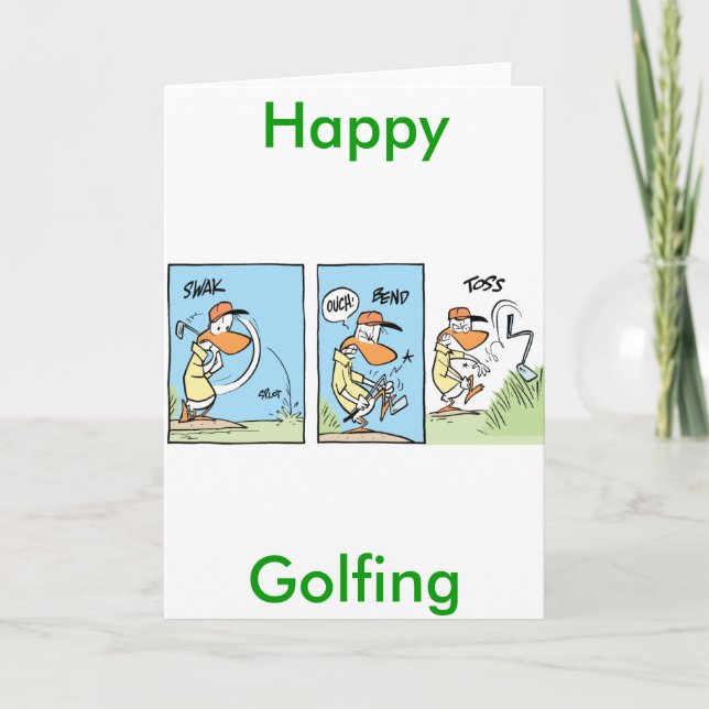Graciosa tarjeta de saludo de cómic de golf (Anverso)
