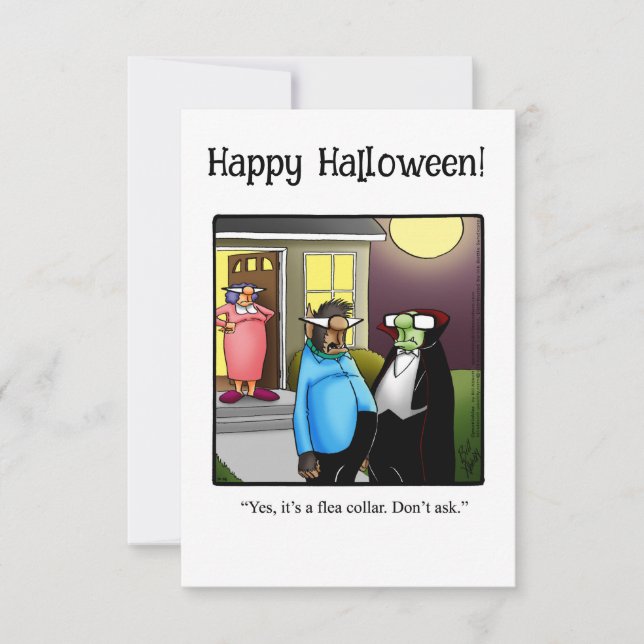Graciosa tarjeta de saludo de humor de Halloween (Anverso)