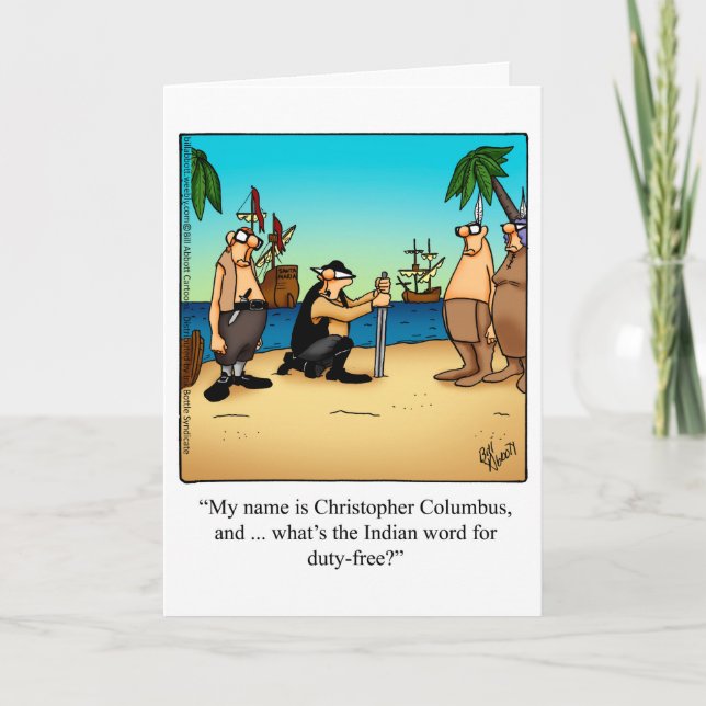Graciosa tarjeta de saludo de humor del Día de Col (Anverso)