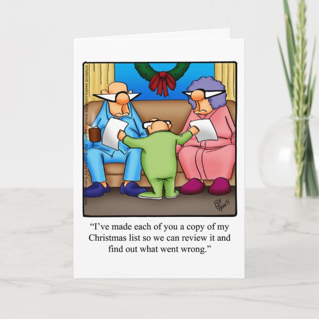 Graciosa tarjeta de saludo de humor navideño para  (Anverso)