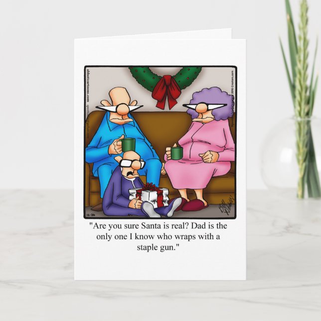 Graciosa tarjeta de saludo de humor para Navidades (Anverso)