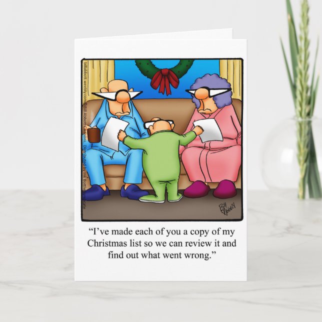 Graciosa tarjeta de saludo de humor para Navidades (Anverso)