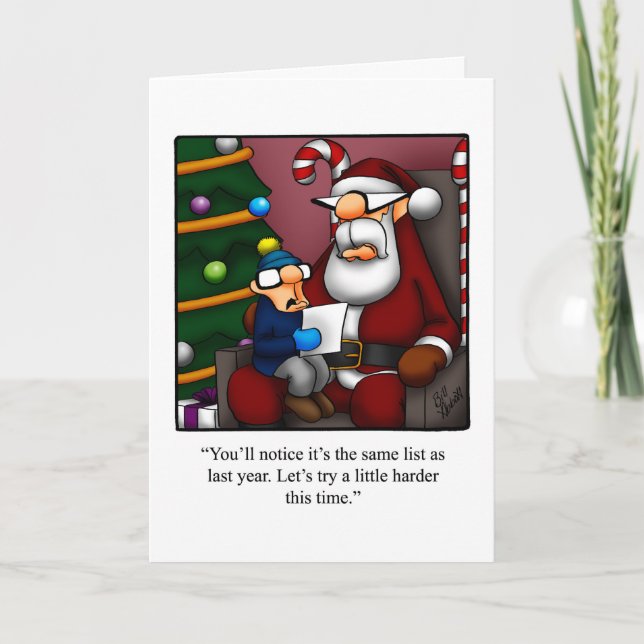 Graciosa tarjeta de saludo de humor para Navidades (Anverso)