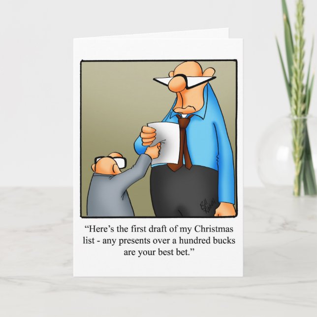 Graciosa tarjeta de saludo de humor para Navidades (Anverso)