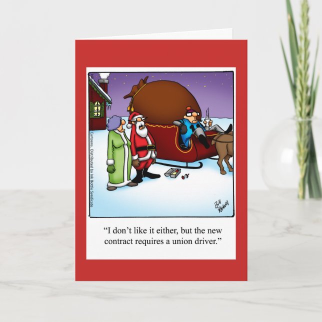 Graciosa tarjeta de saludo de humor para Navidades (Anverso)