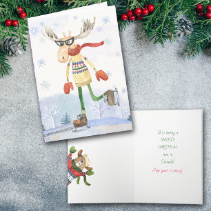 Graciosa tarjeta de saludo de Navidades de Moosey