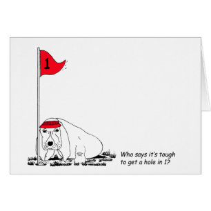Graciosa tarjeta de saludo de perro de golf