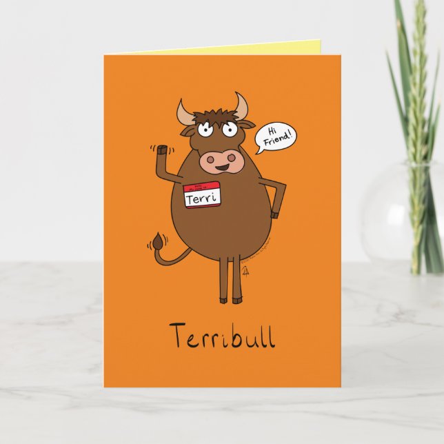 Graciosa tarjeta de saludo de Sad Bull (Anverso)
