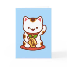 Graciosa tarjeta de saludo para gatos: MANEKI-NEKO