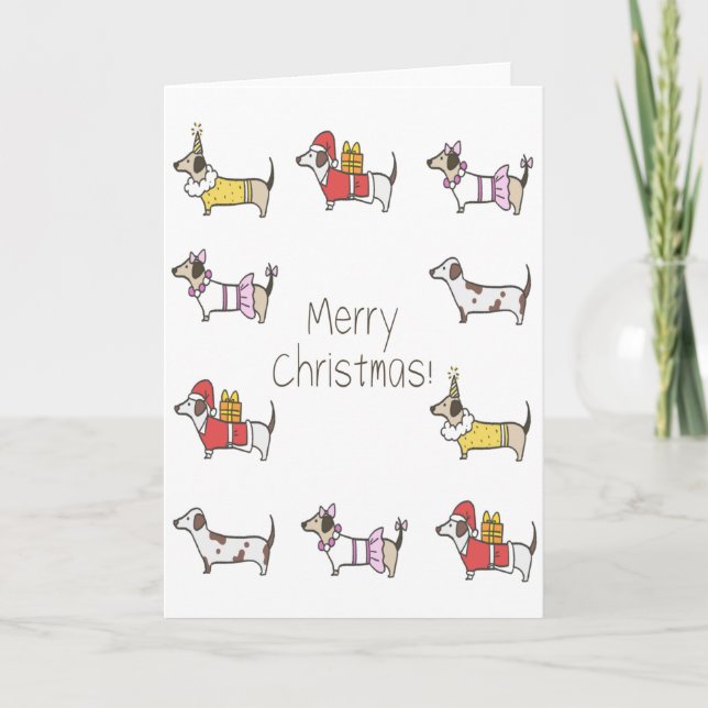 Graciosa tarjeta de saludo para Navidades de perro (Anverso)