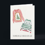 Graciosa tarjeta de saludo romántico de vacaciones<br><div class="desc">Envíe una tarjeta de Navidades divertida pero romántica a su ser amado este año con la tarjeta de saludo navideña "Haces que un suéter feo se vea bien" que incluye dos suéteres feos dibujados a mano. Personalizar con tu texto en el interior.</div>