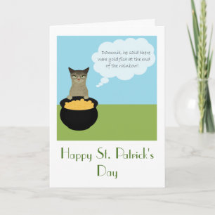 Graciosa tarjeta de San Patricio con gato