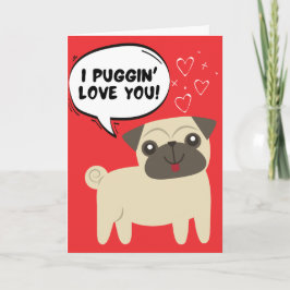 Graciosa tarjeta de San Valentín de perro de pug