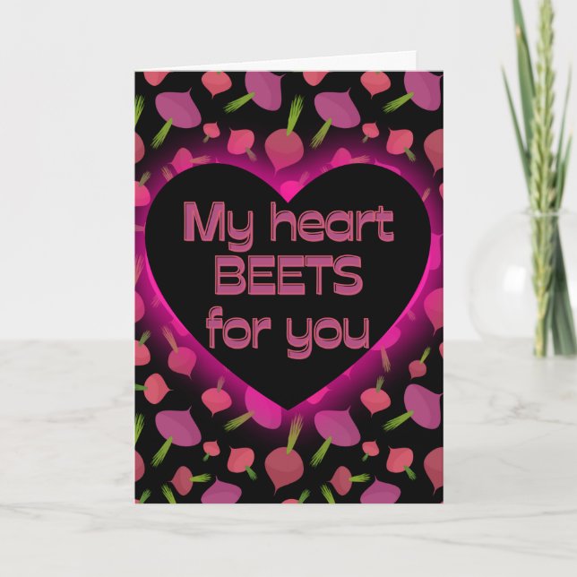 Graciosa tarjeta de San Valentín de remolachas de  (Anverso)