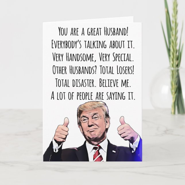Graciosa tarjeta de Trump para marido de humor pol (Anverso)