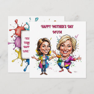 Graciosa tarjeta del día de la madre con caricatur