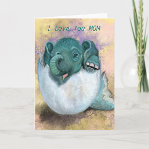 Graciosa tarjeta del día de la madre con elefante 