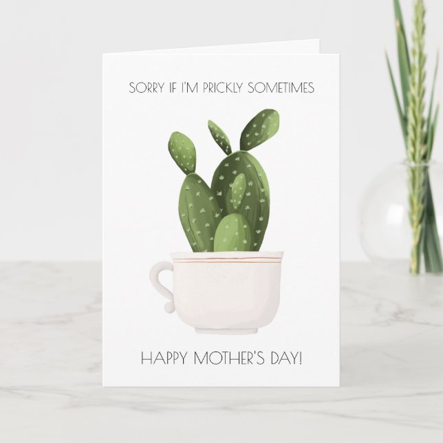 Graciosa tarjeta del día de la madre de Cactus (Anverso)