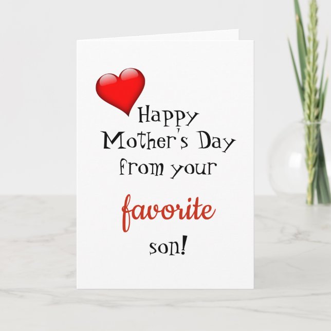 Graciosa tarjeta del día de la madre de hijo favor (Anverso)