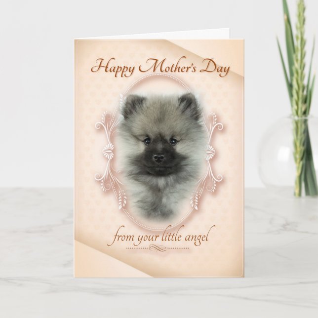 Graciosa tarjeta del día de la madre de Keeshond (Anverso)