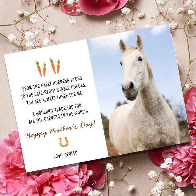 Graciosa tarjeta del Día de la Madre Feliz Caballo (Happy Mother's Day card, Horse Mom)