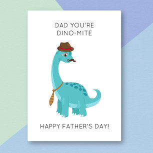 Graciosa tarjeta del día del padre de los dinosaur