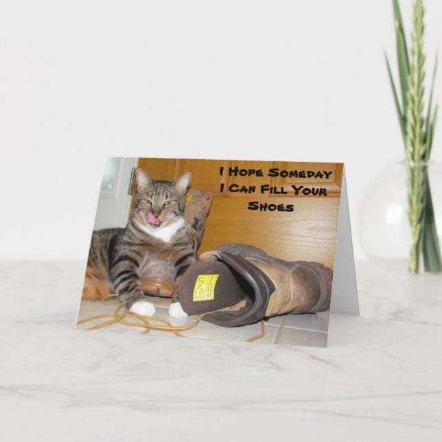 Graciosa tarjeta del día del padre de un gato - Pe (Anverso)