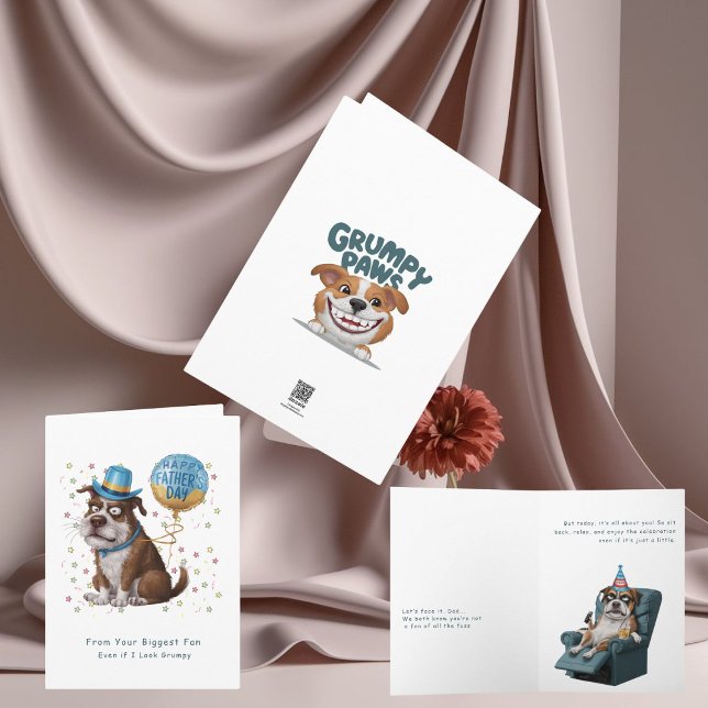 Graciosa tarjeta del día del padre del perro gruñó (Make Dad Laugh with this Grumpy Dog Father’s Day Card – Perfect for a Fun Celebration!)
