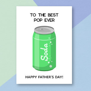 Graciosa tarjeta del día del padre del pop de soda