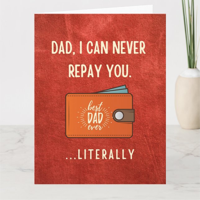 Graciosa tarjeta del Día del Padre, papá, nunca pu (Anverso)