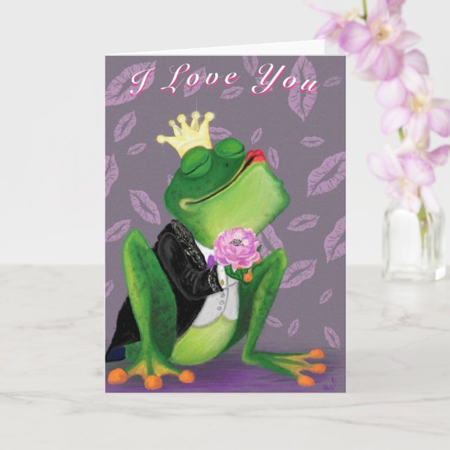 Graciosa tarjeta El día de San Valentín Frog Princ (Orquídea)